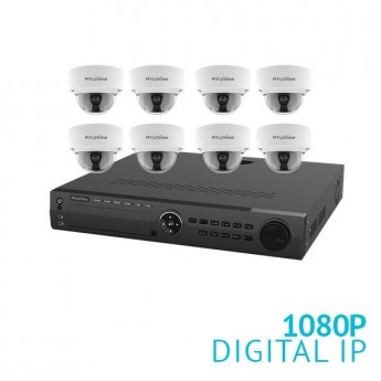 16 Channel NVR Security System with 8x 1080P Dome IP Cameras