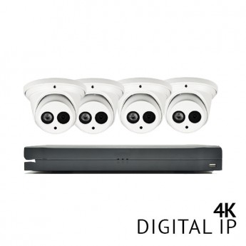 LaView Saturn Series 8CH 4K NVR with 4x 4K 8MP Audio Turret Outdoor PoE IP Camera, 120dB WDR, IP67, IVS, HDD not included 