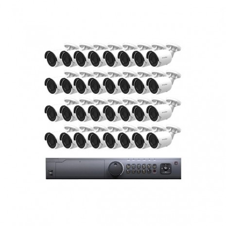 32 Channel 4K UHD Digital NVR Security Camera System with 32x 4K 8.3MP IP67 Outdoor PoE H.265 Matrix IR IP Bullet Cameras, 8TB HDD