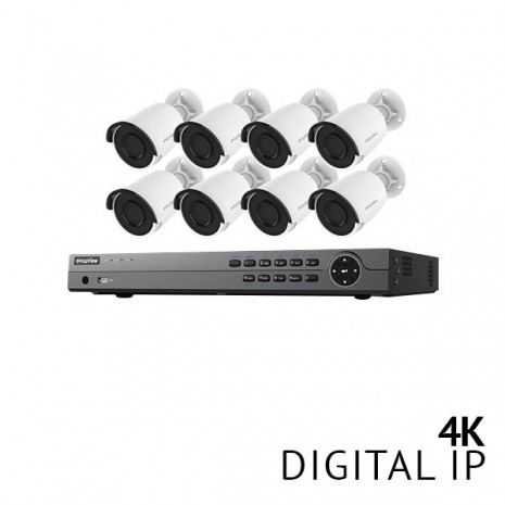 16 Channel 4K UHD Digital NVR Security Camera System with 8x 4K 8.3MP IP67 Outdoor PoE H.265 Matrix IR IP Bullet Cameras, 3TB HDD